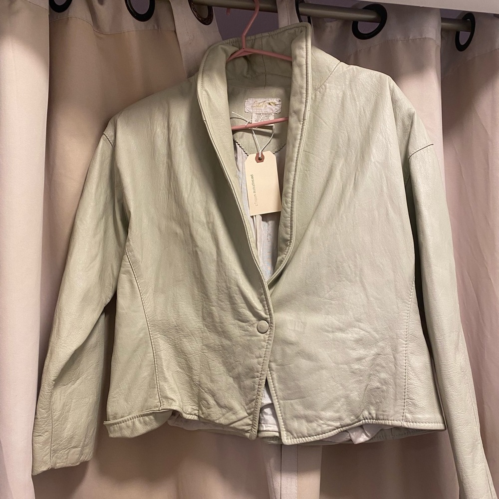 Vintage Cream Coloured Leather Jacket